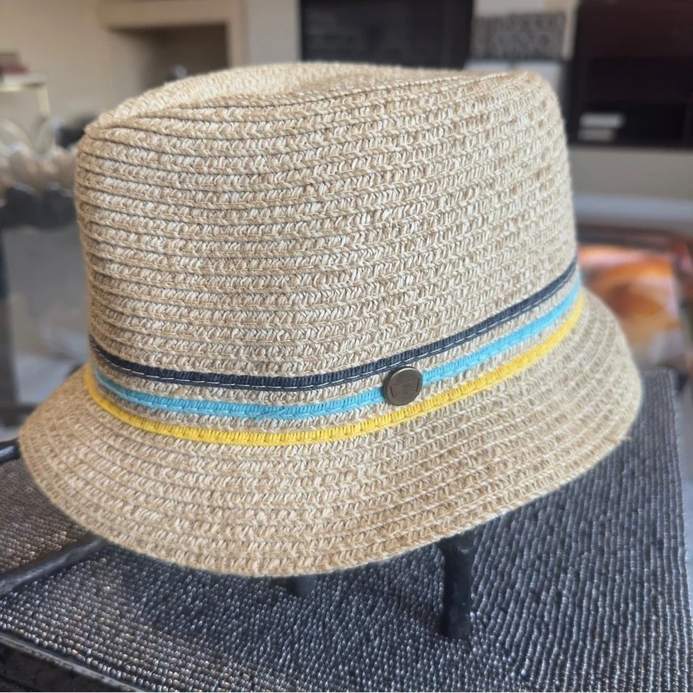 Levi’s Straw Fedora Hat M/L – Summer Beach Trilby with Multicolor Band